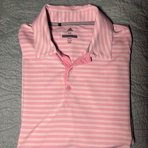 Adidas Golf Pink Striped Polo Shirt Men’s Medium